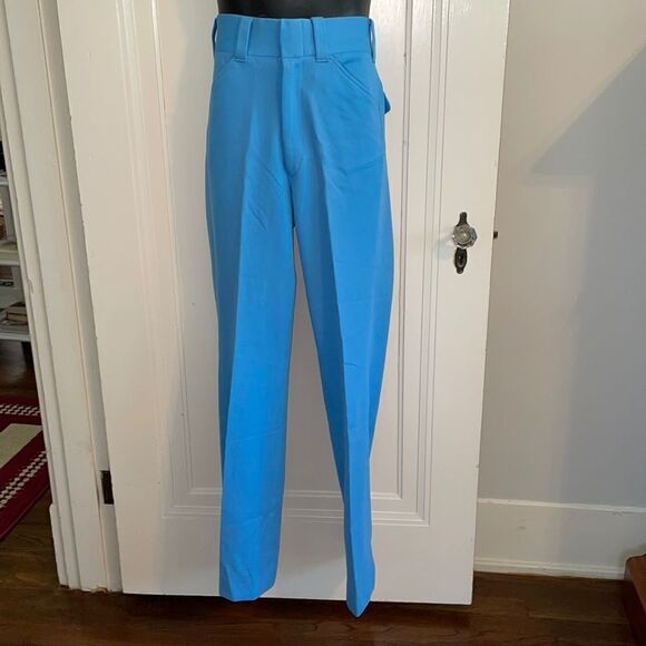 Vtg 70s baby blue double knit polyester pants - Picture 1 of 7